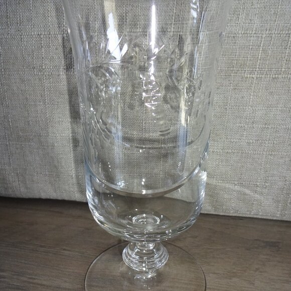 Set of 4 Vintage Libbey Rock Sharpe ? Etched Iced Tea Water Glasses Flowers - Picture 8 of 9